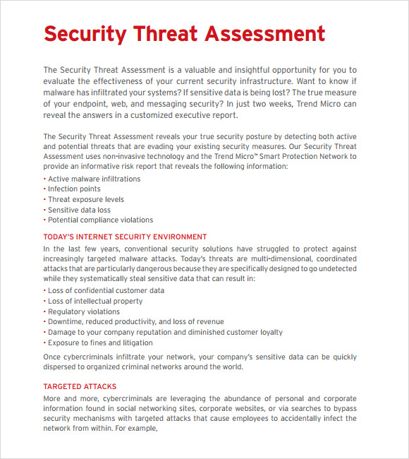 Threat Assessment Report Template