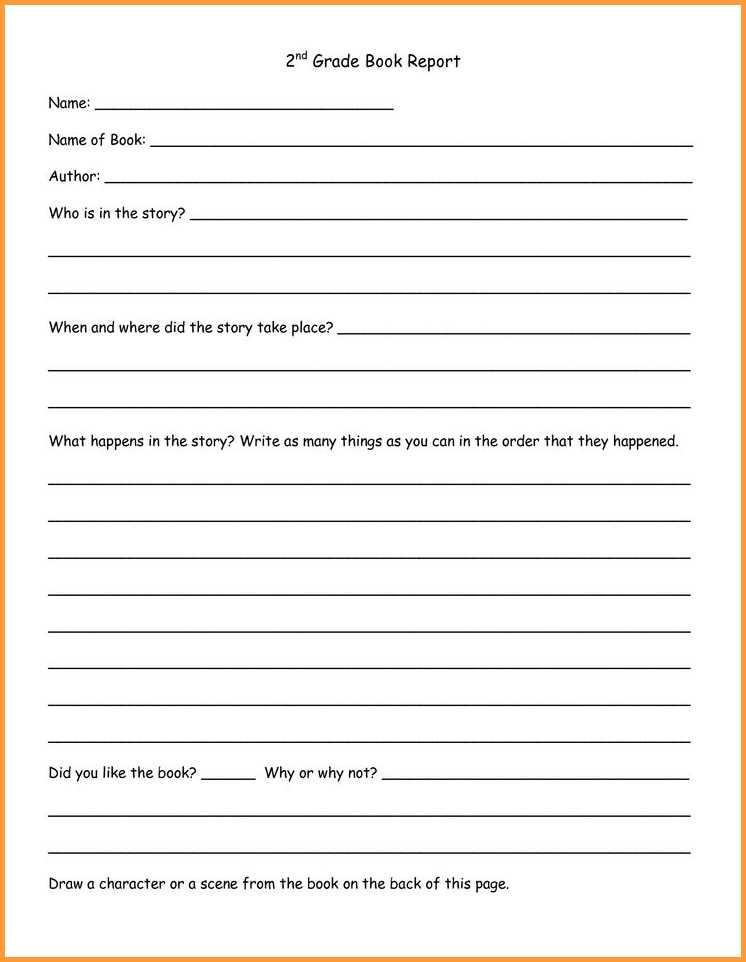 Book Report Template 6Th Grade