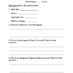 Book Report Template 6Th Grade