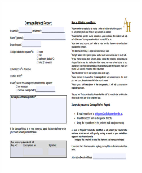 Building Defect Report Template