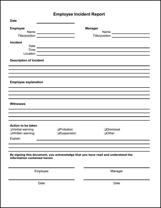 Customer Incident Report Form Template