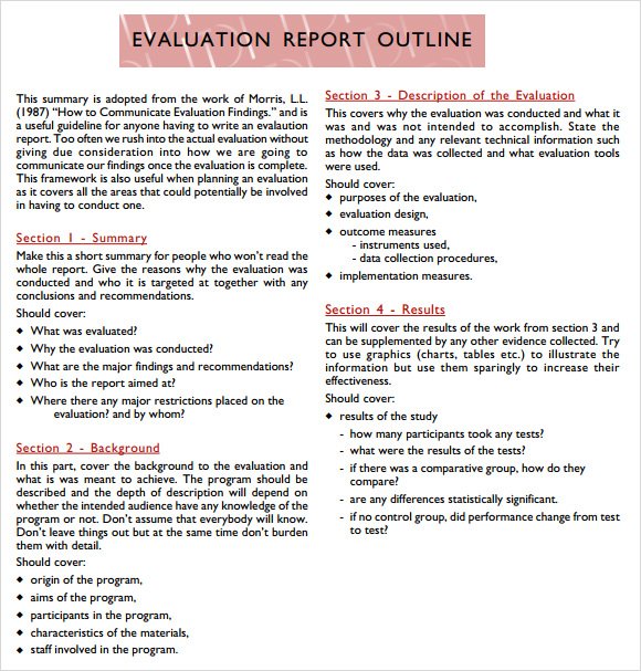 Evaluation Summary Report Template