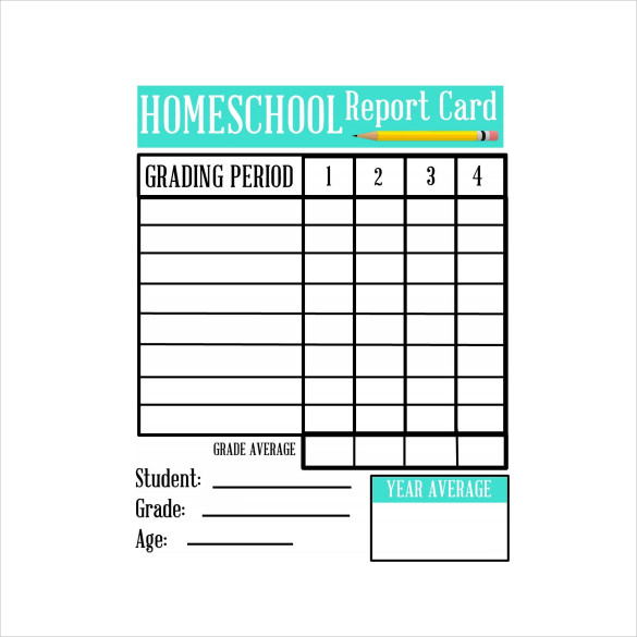 Homeschool Report Card Template Middle School