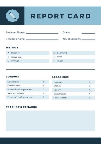 Editable Homeschool Report Card Template