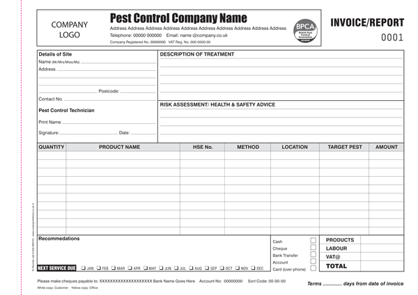 Pest Control Report Template