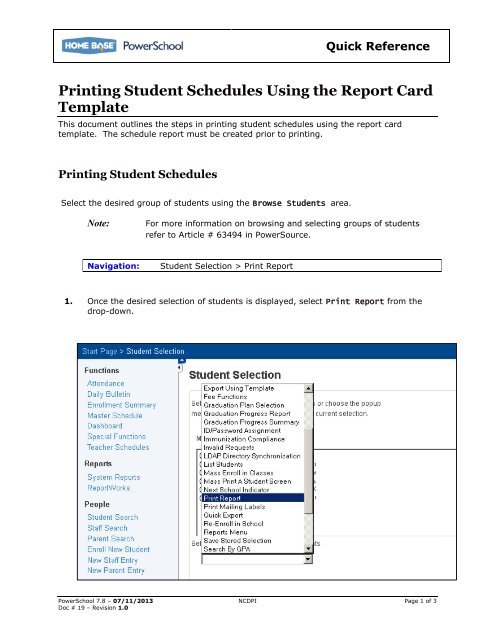 Powerschool Reports Templates