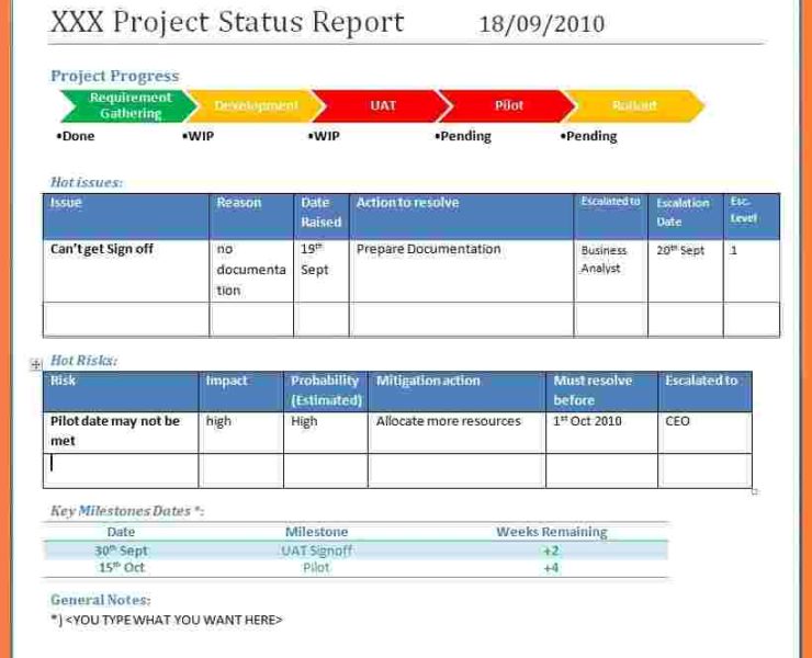 Qa Weekly Status Report Template