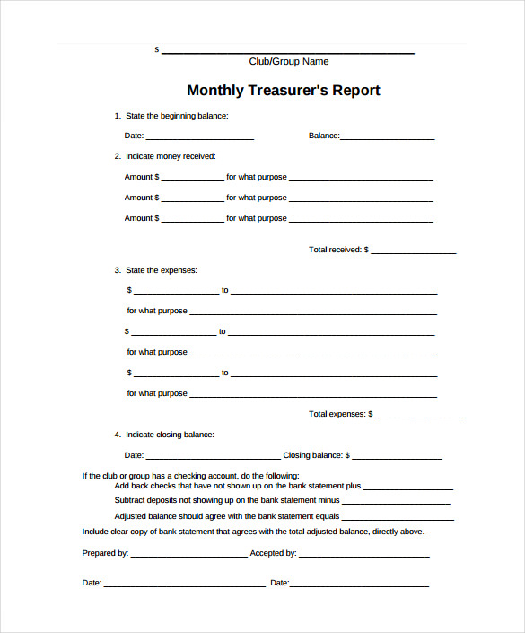 Treasurer’s Report Agm Template