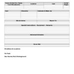 Blank Call Sheet Template