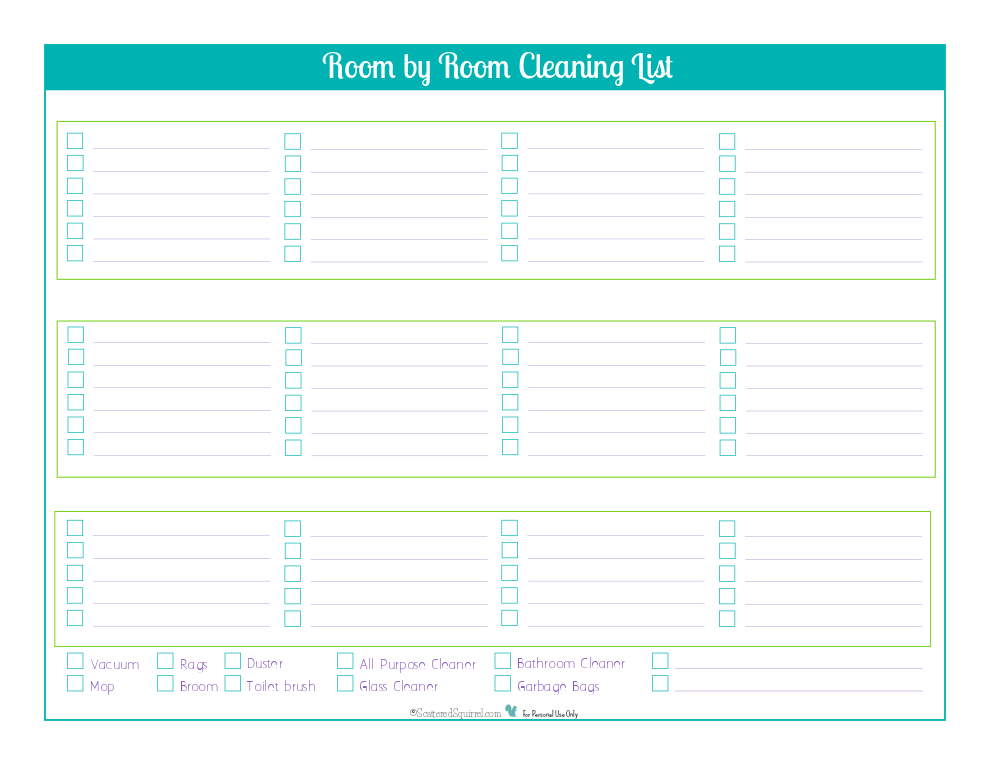 Blank Cleaning Schedule Template