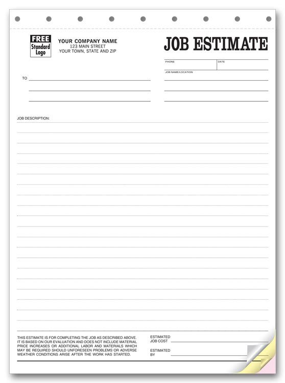 Blank Estimate Form Template