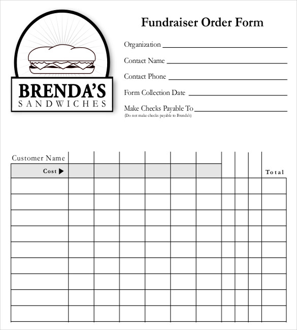 Blank Fundraiser Order Form Template