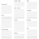 Blank Grocery Shopping List Template