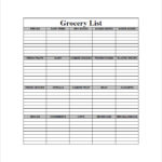 Blank Grocery Shopping List Template