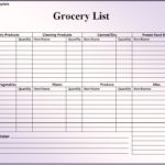 Blank Grocery Shopping List Template