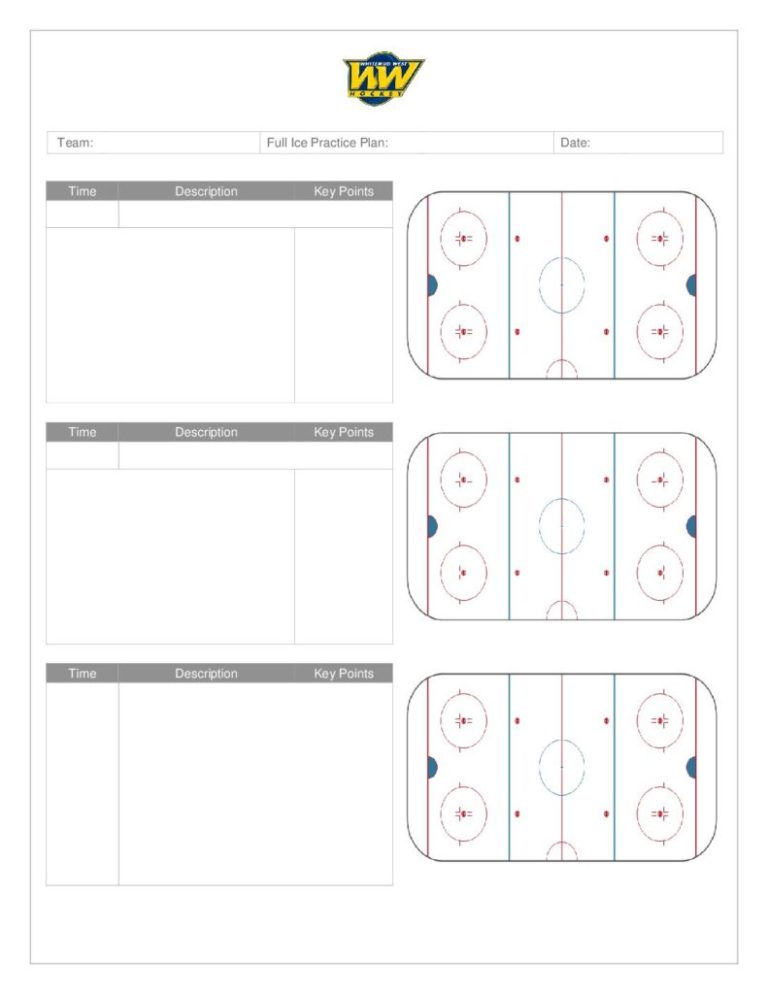 Ice Hockey Practice Plan Template