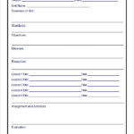 Blank Unit Lesson Plan Template