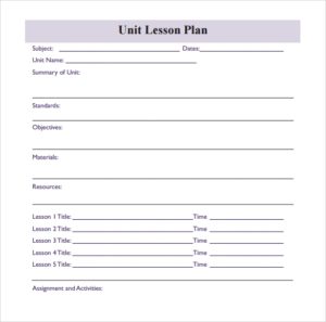 Blank Unit Lesson Plan Template (4) - PROFESSIONAL TEMPLATES ...