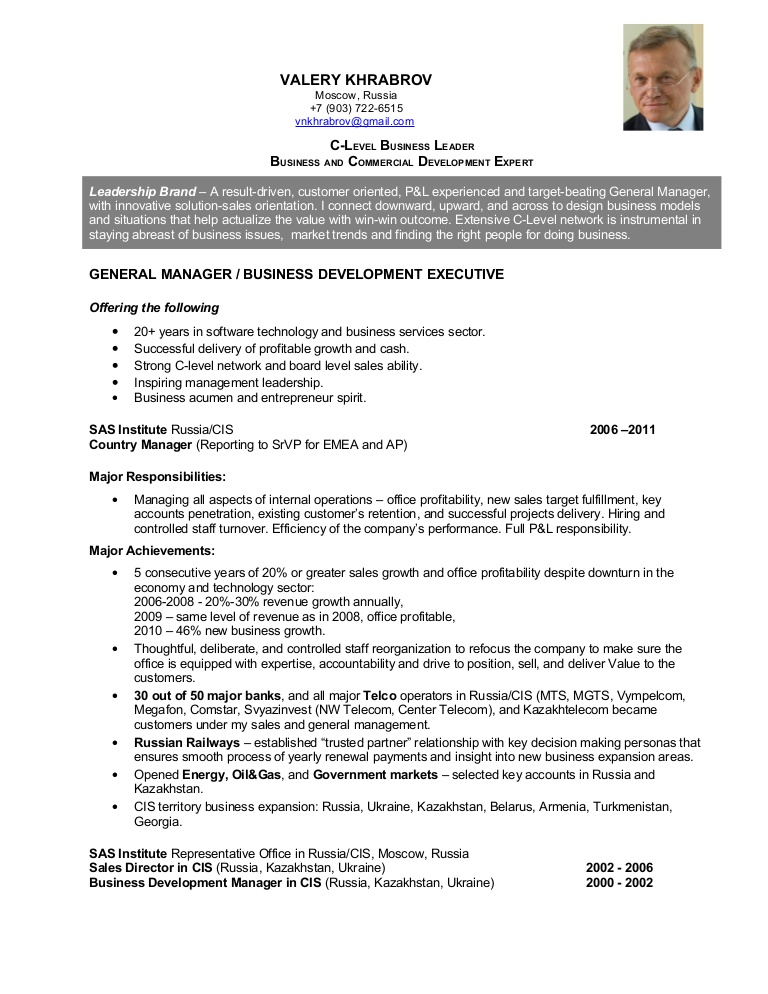 C Level Resume Samples