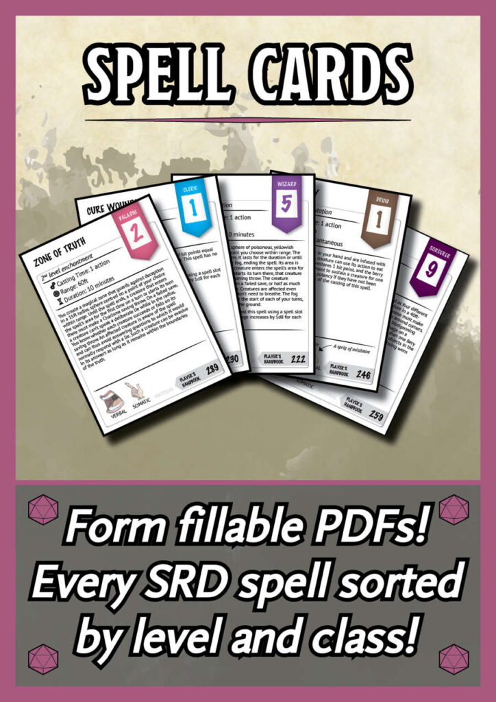 D&amp;D Spell Card Templates - PROFESSIONAL TEMPLATES | PROFESSIONAL TEMPLATES