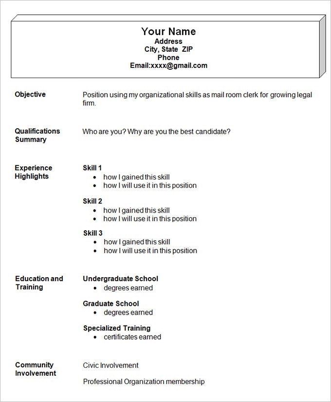 Resume Templates Easy