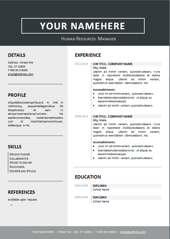 Resume Templates Editable