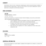 Resume Templates Excel