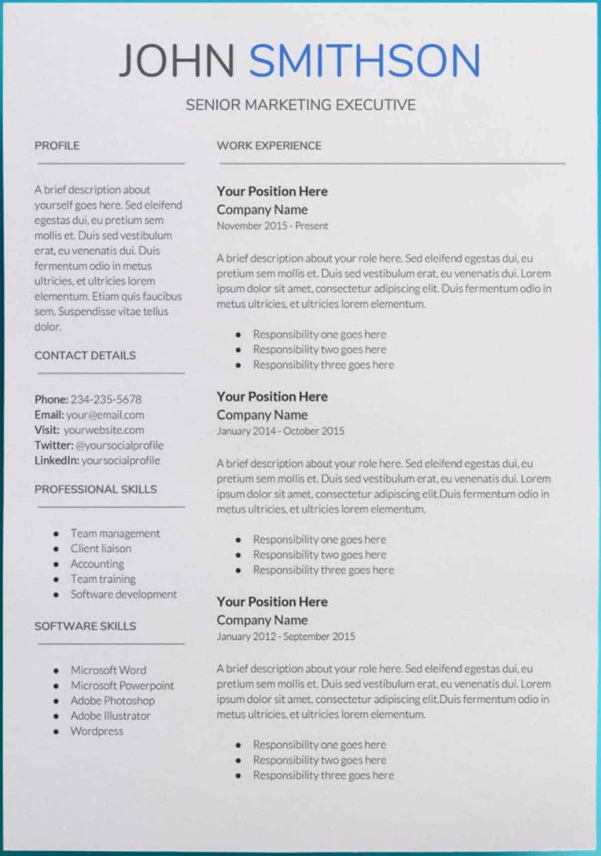 Resume Templates Google Docs Reddit