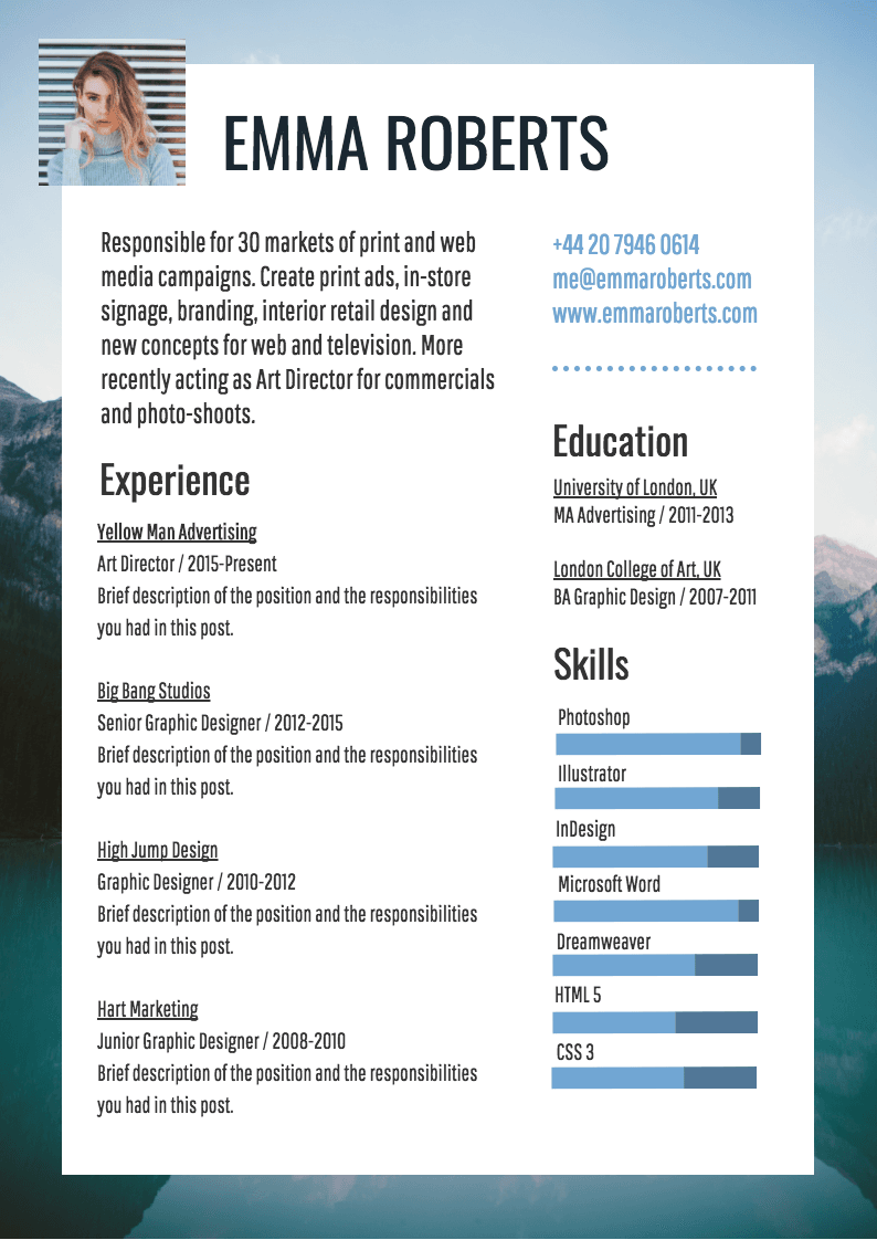 Resume Templates Graphic Design