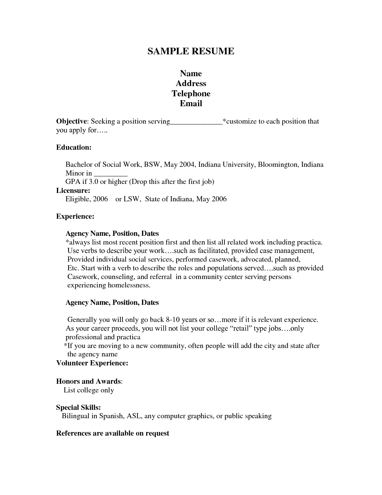 Resume Templates Job