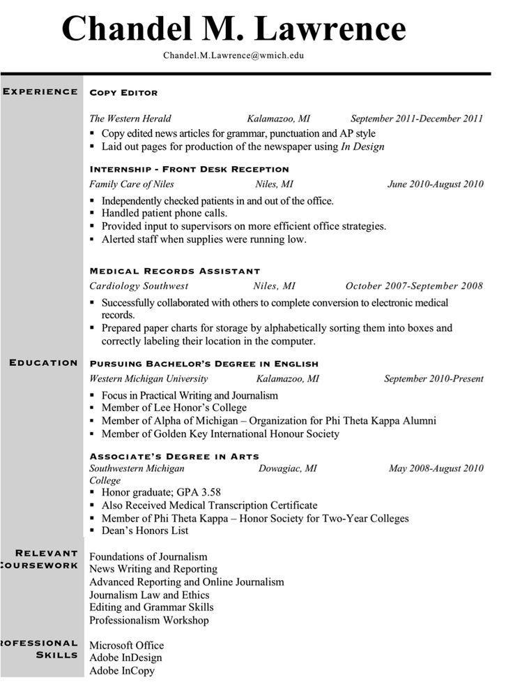 Resume Templates Journalism