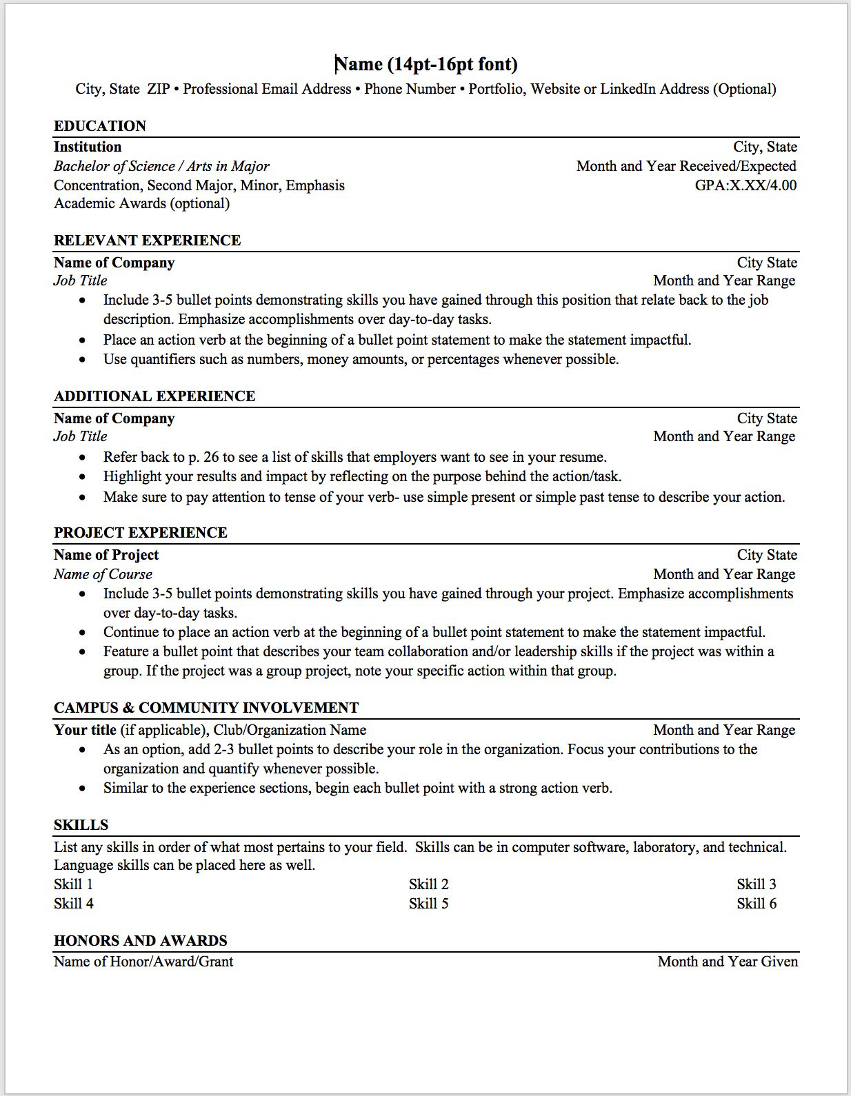 Resume Templates Samples