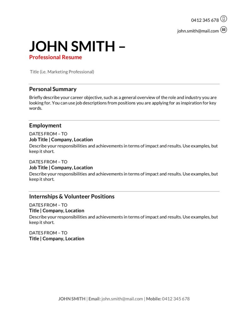 Resume Templates Samples (4) PROFESSIONAL TEMPLATES PROFESSIONAL TEMPLATES