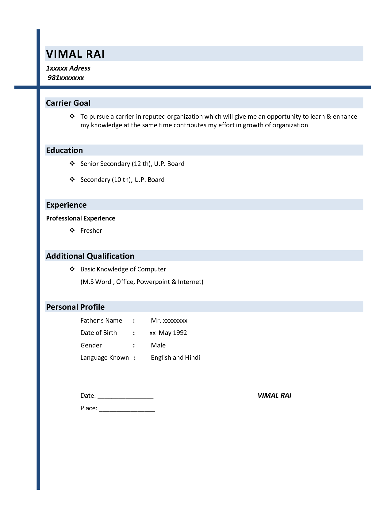 Resume Templates Simple