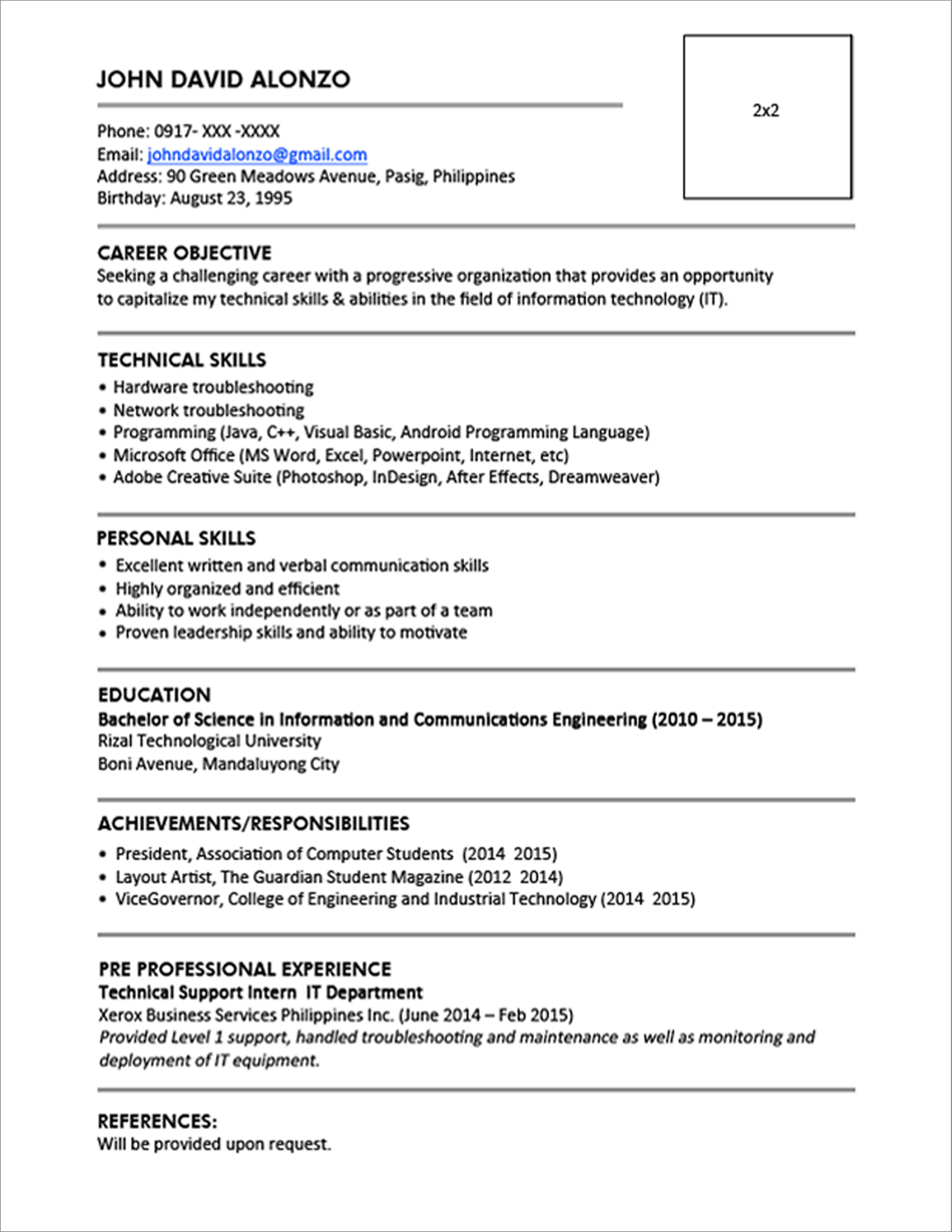 Resume Templates Student