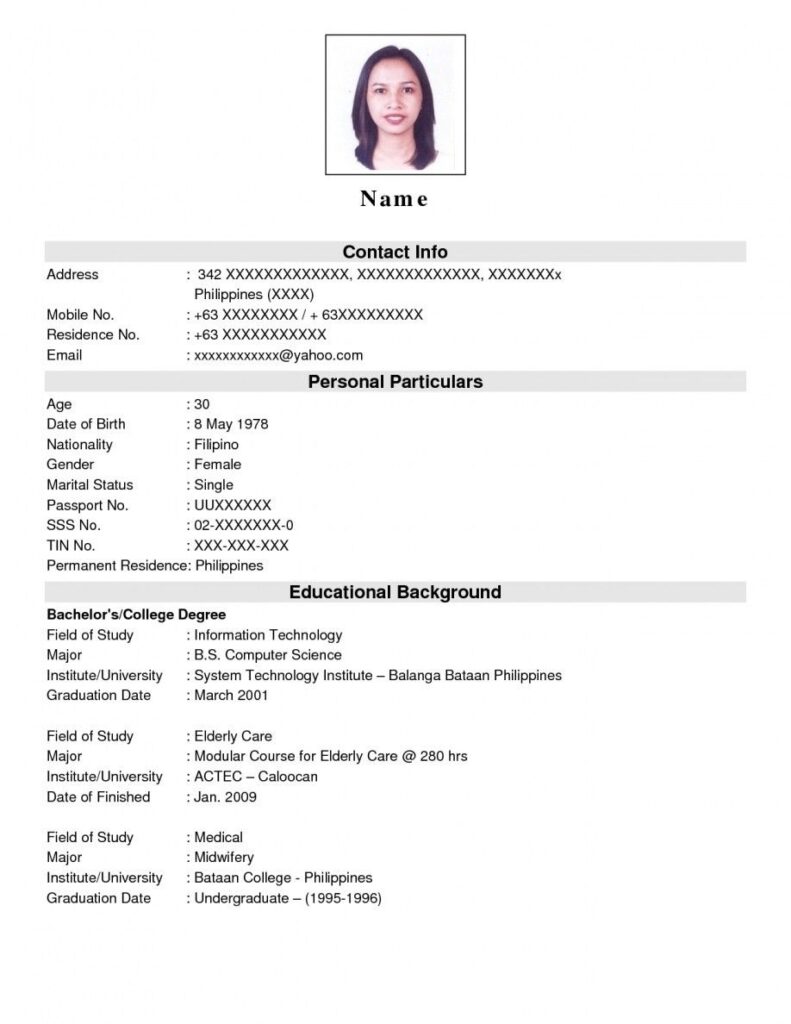 Resume Templates For Job Application (7) - PROFESSIONAL TEMPLATES