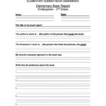 Book Report Template 6th Class