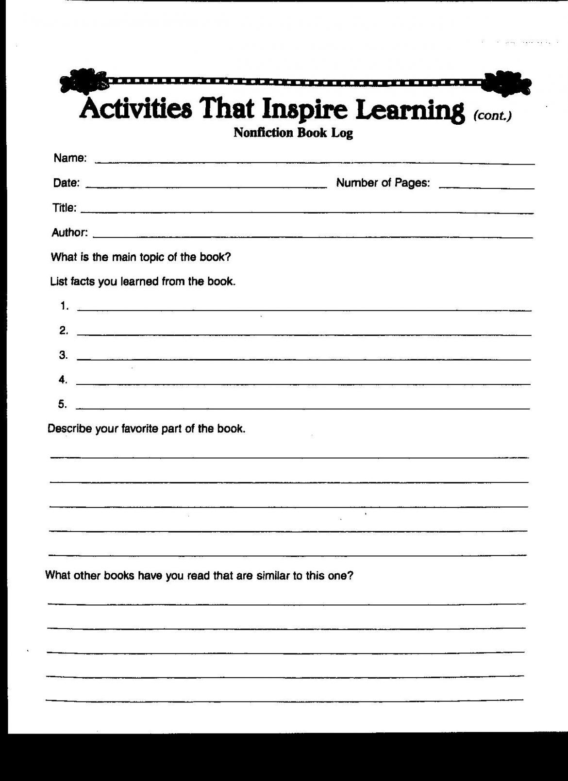 Book Report Template 7th Grade