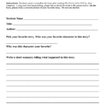 Book Report Template Grade 7