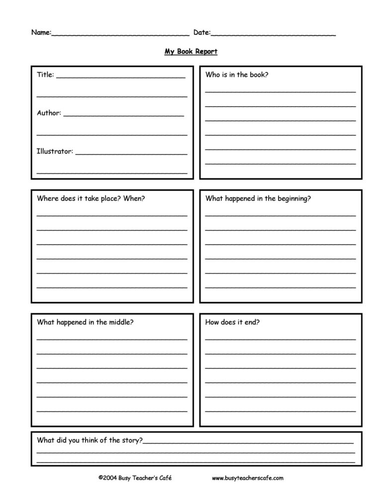Book Report Template For 7th Graders 1 PROFESSIONAL TEMPLATES 
