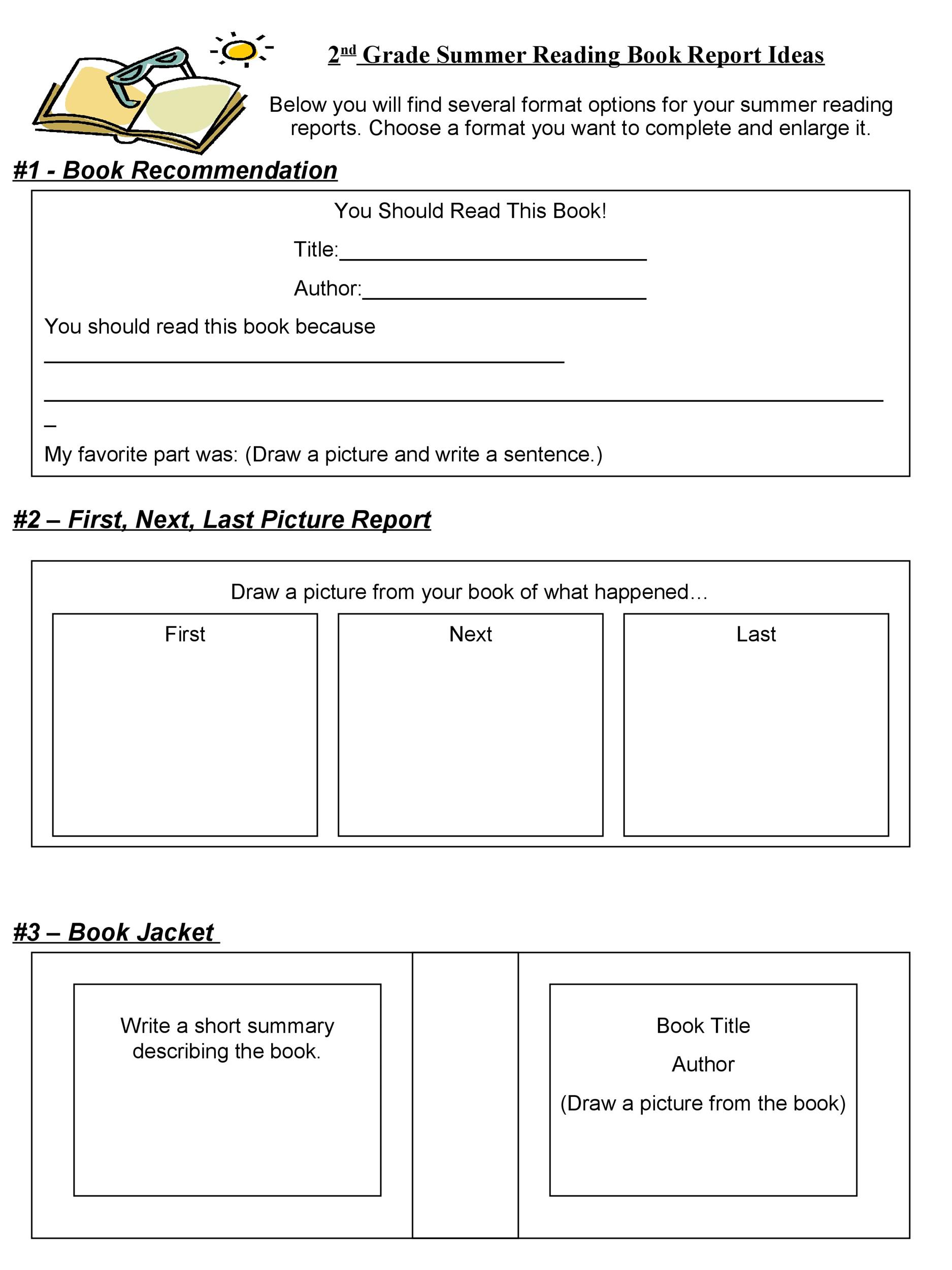 Free Book Report Template 6th Grade