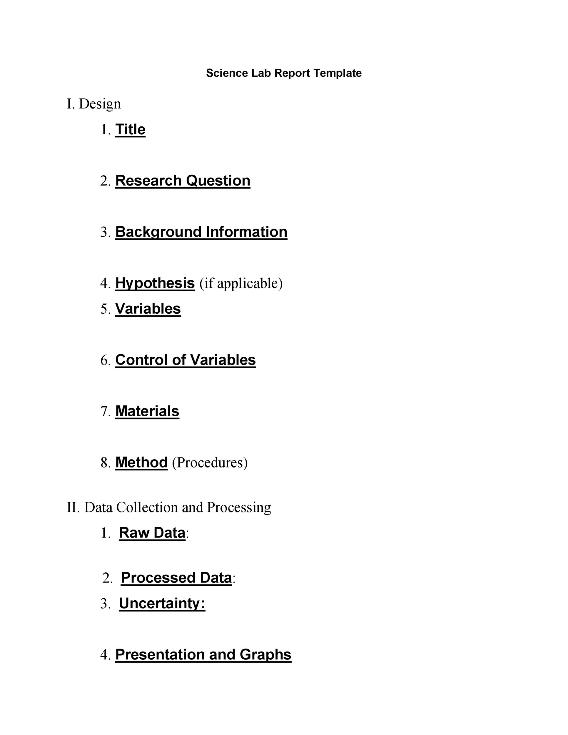 Grade 6 Lab Report Template