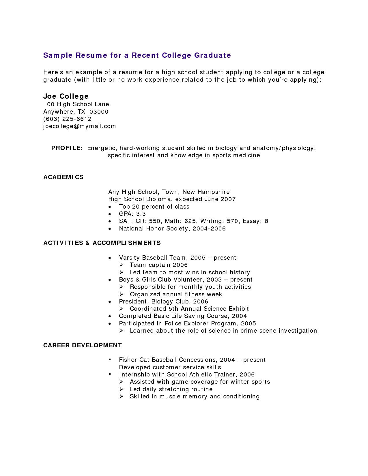 Resume Templates No Experience