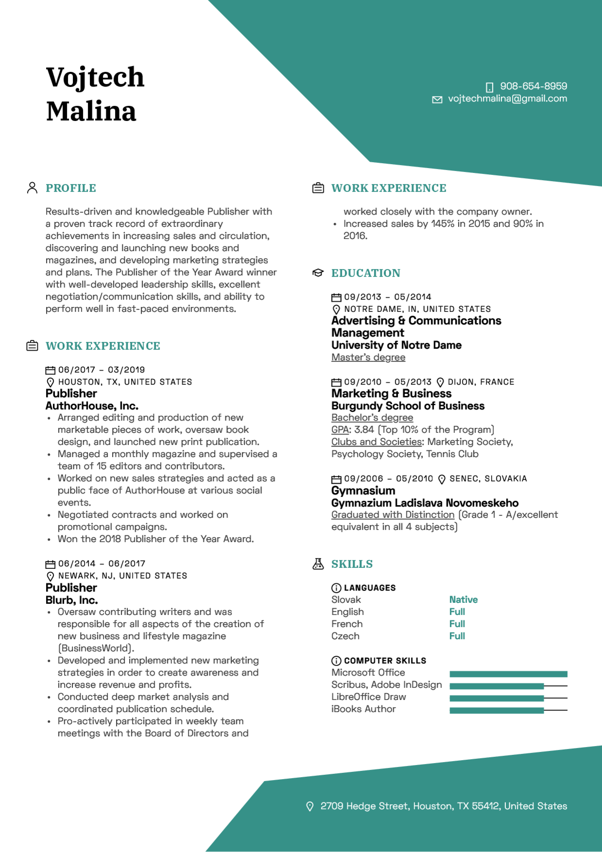 Resume Templates Notre Dame