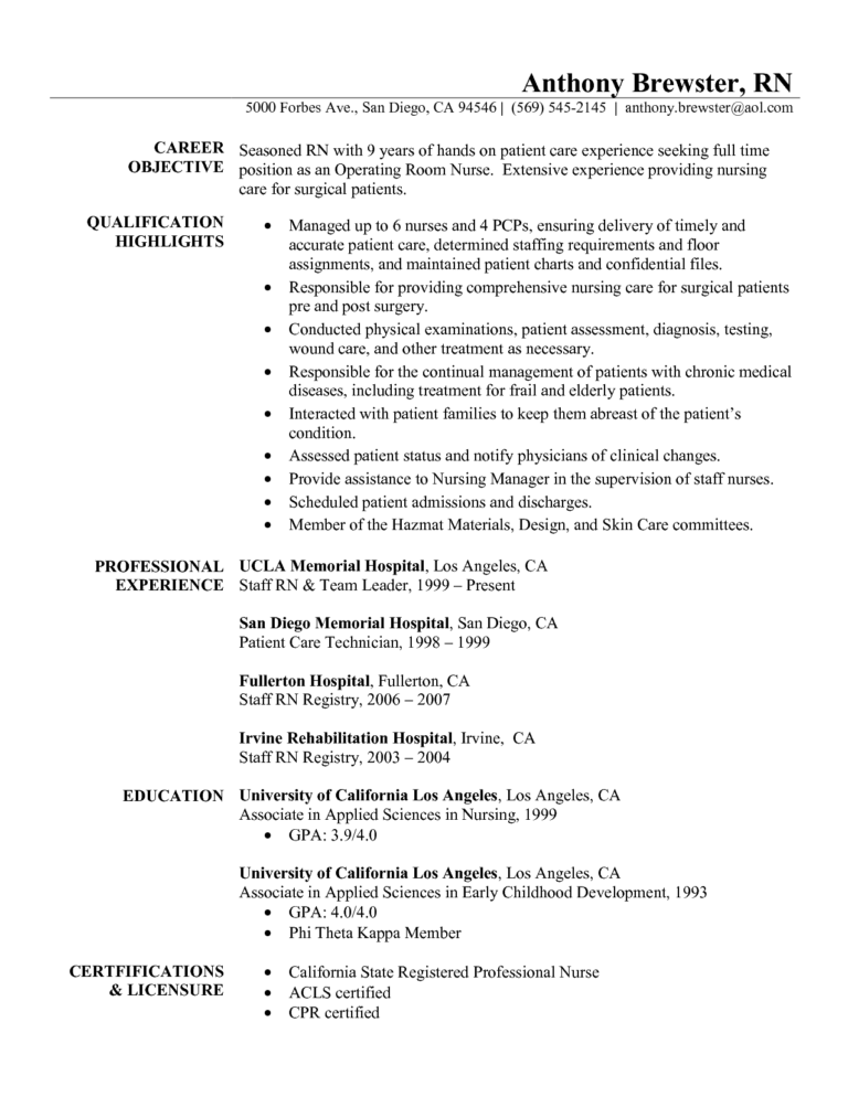 Rn Resume Templates (5) - PROFESSIONAL TEMPLATES | PROFESSIONAL TEMPLATES