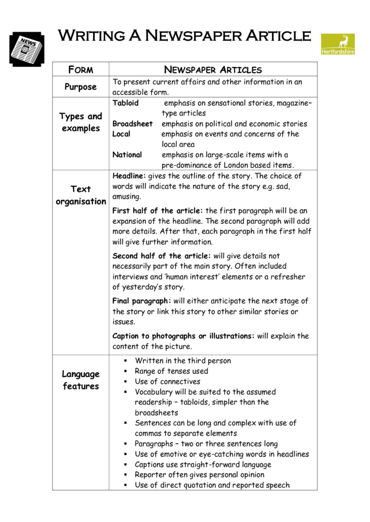 Year 6 newspaper report template 3 professional templates