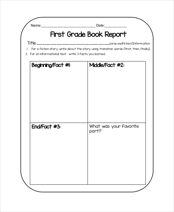 Book Report Template 1st Grade 1 PROFESSIONAL TEMPLATES 
