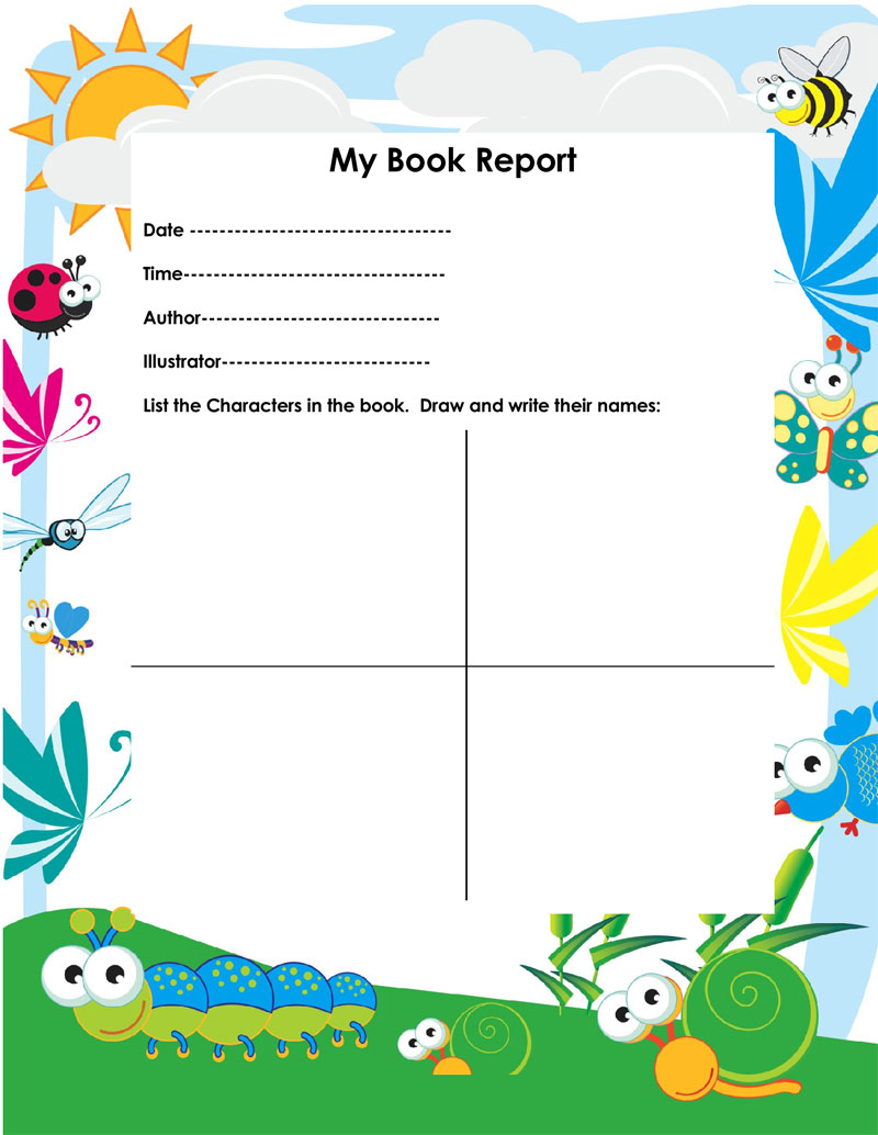 Book Report Template 1st Grade