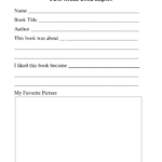 Book Report Template 1st Grade