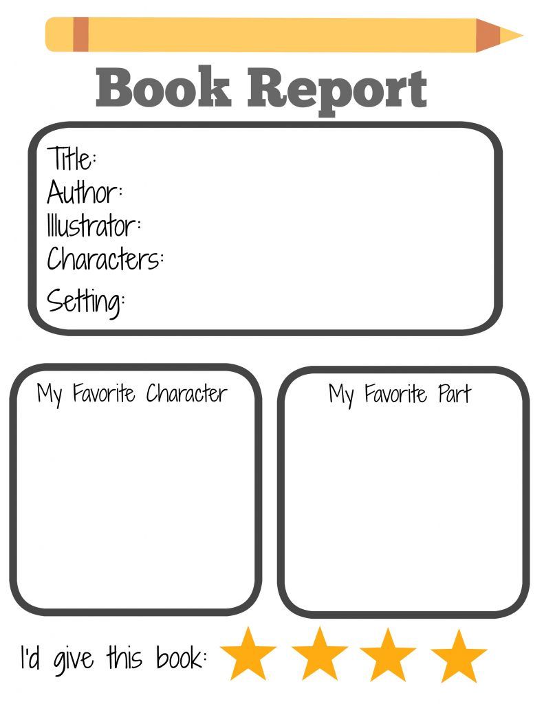 Book Report Template Kindergarten